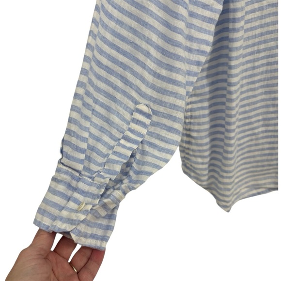 CP Shades striped 100% Linen coastal boyfriend button tunic shirt Medium coastal - Picture 4 of 9